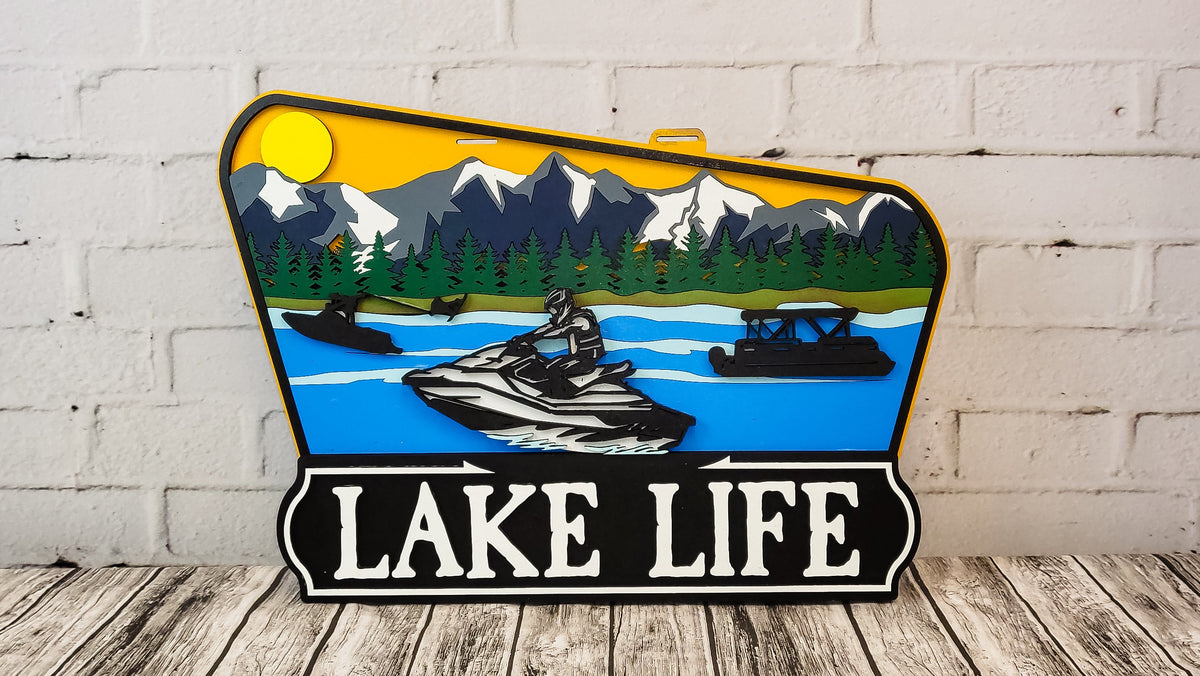 Finished - Lake Life Jet Ski Water Ski Door Hanger Sign