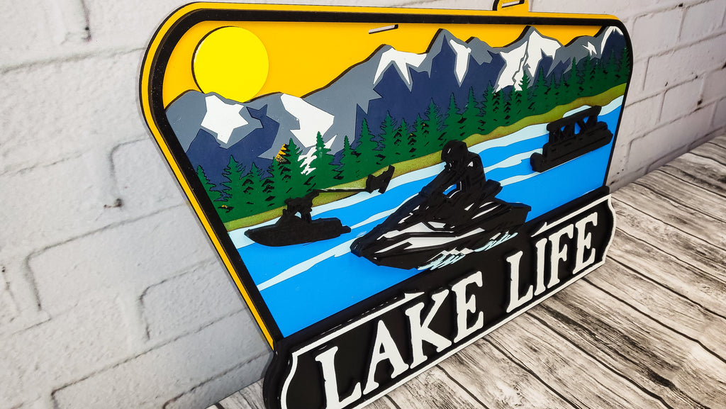 Finished - Lake Life Jet Ski Water Ski Door Hanger Sign
