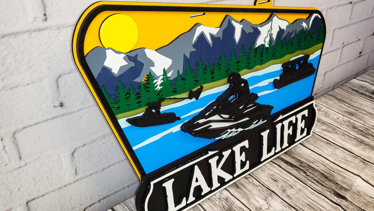 Finished - Lake Life Jet Ski Water Ski Door Hanger Sign