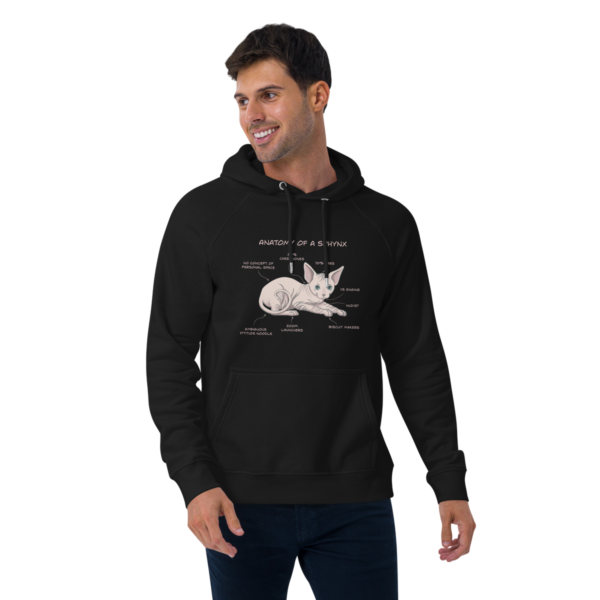 "ANATOMY OF A SPHYNX" UNISEX ECO HOODIE