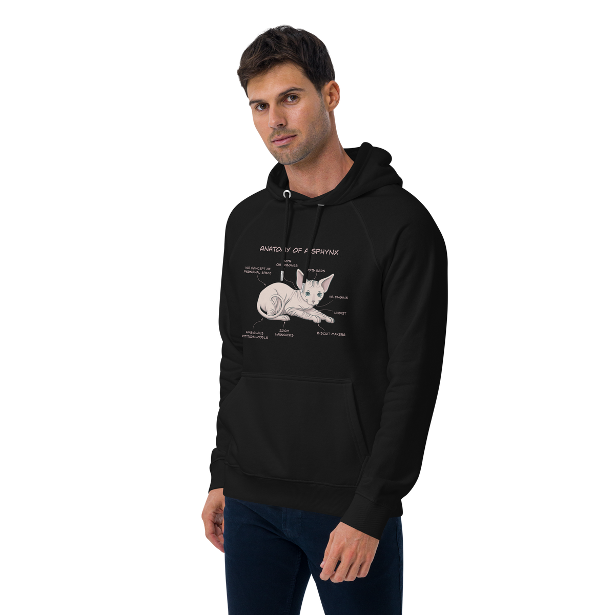 "ANATOMY OF A SPHYNX" UNISEX ECO HOODIE