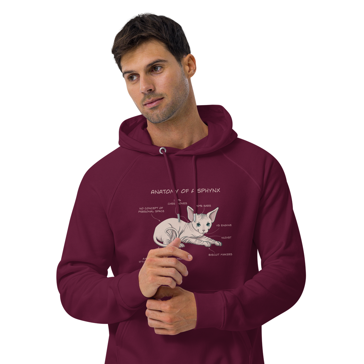 "ANATOMY OF A SPHYNX" UNISEX ECO HOODIE