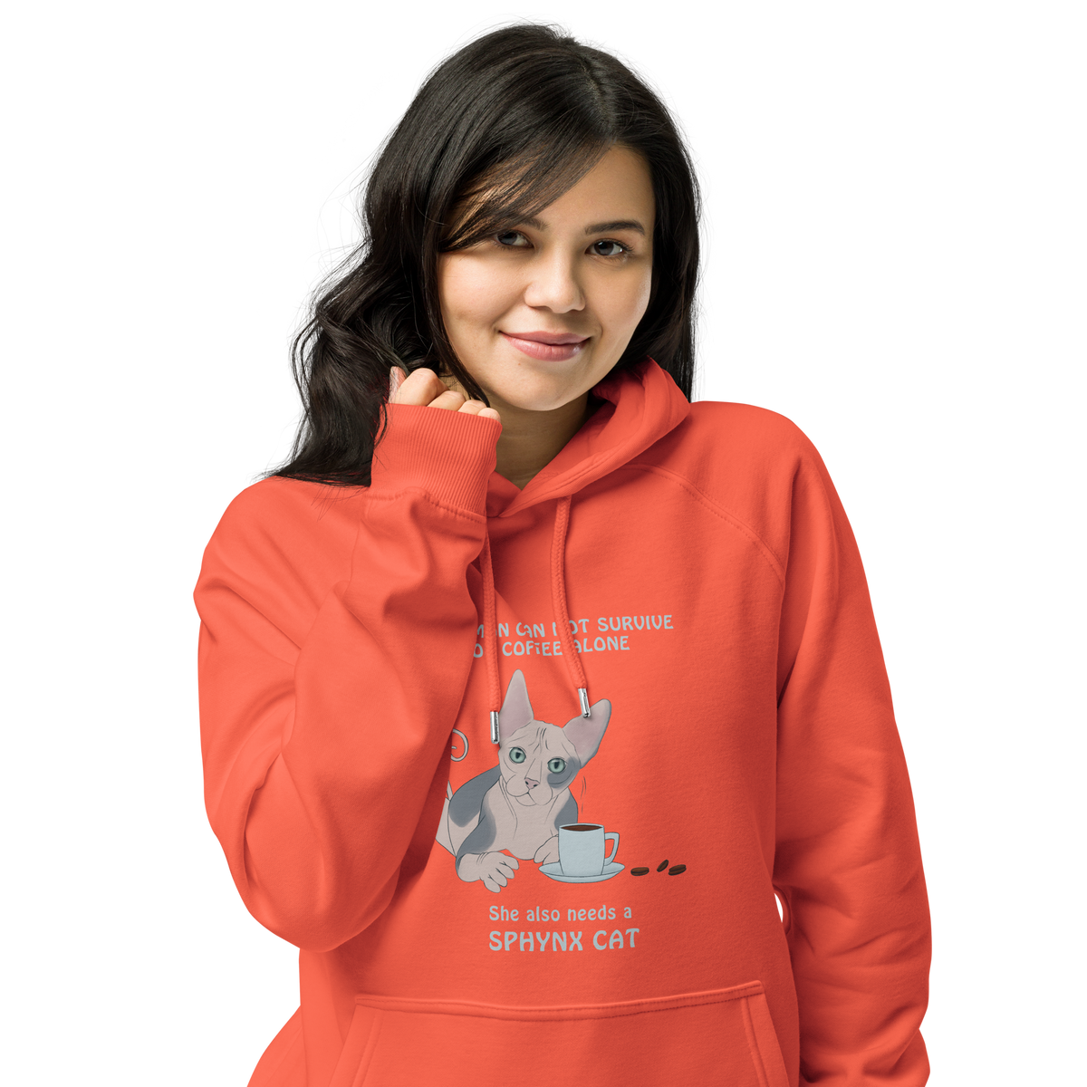 "WOMAN CAN'T SURVIVE ON COFFEE ALONE" ECO HOODIE