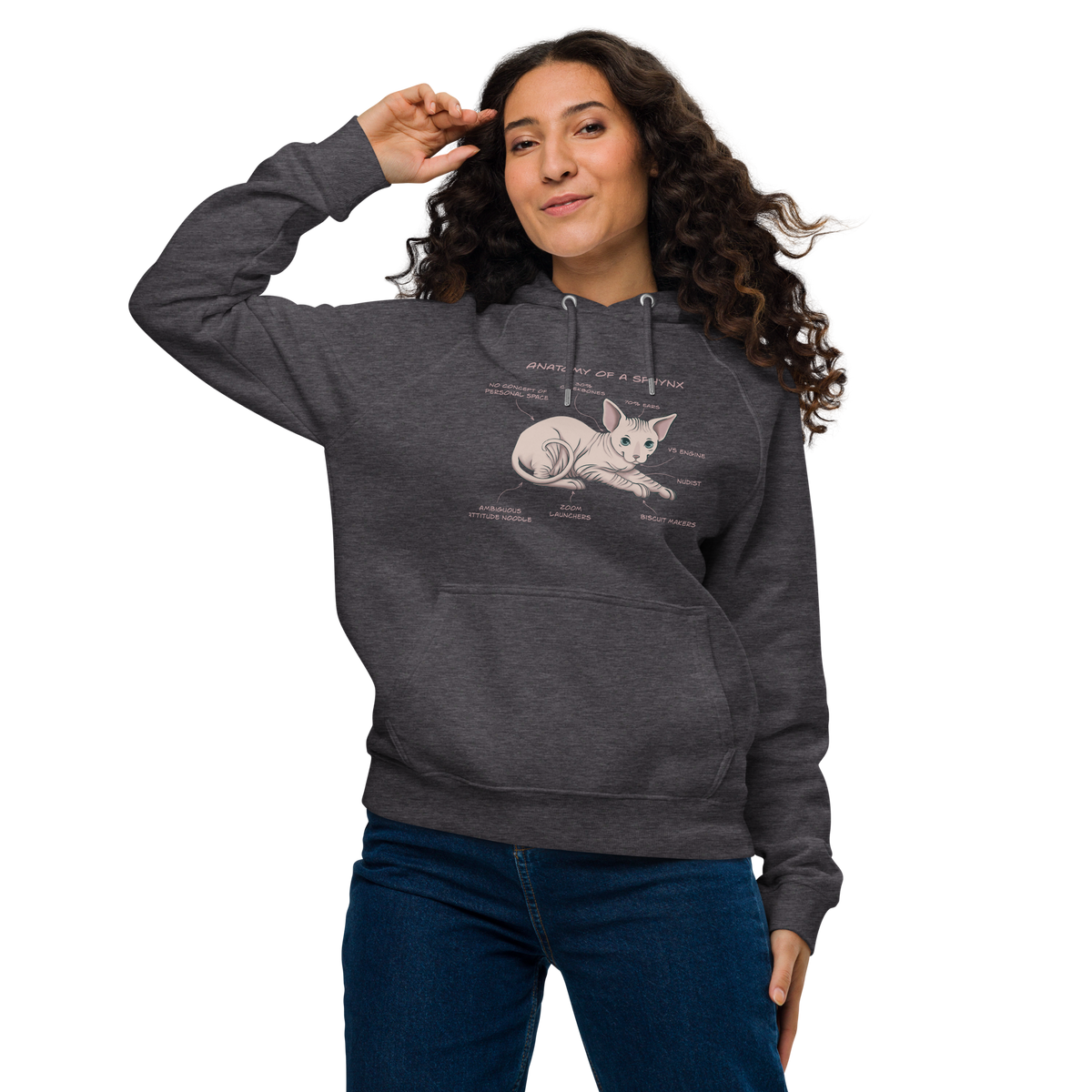 "ANATOMY OF A SPHYNX" WOMEN'S ECO HOODIE