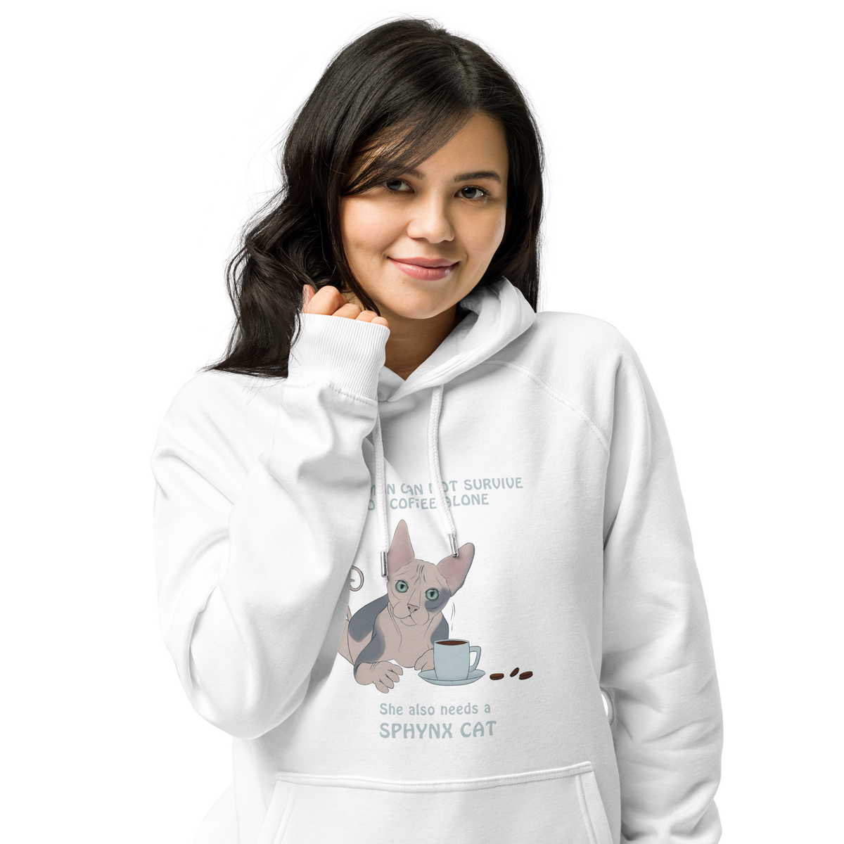 "WOMAN CAN'T SURVIVE ON COFFEE ALONE" ECO HOODIE
