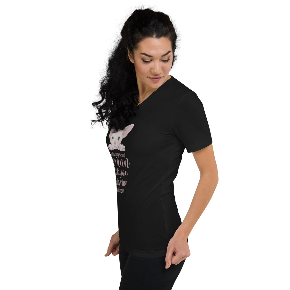"BEHIND EVERY WOMAN"... SPHYNX V-NECK TEE