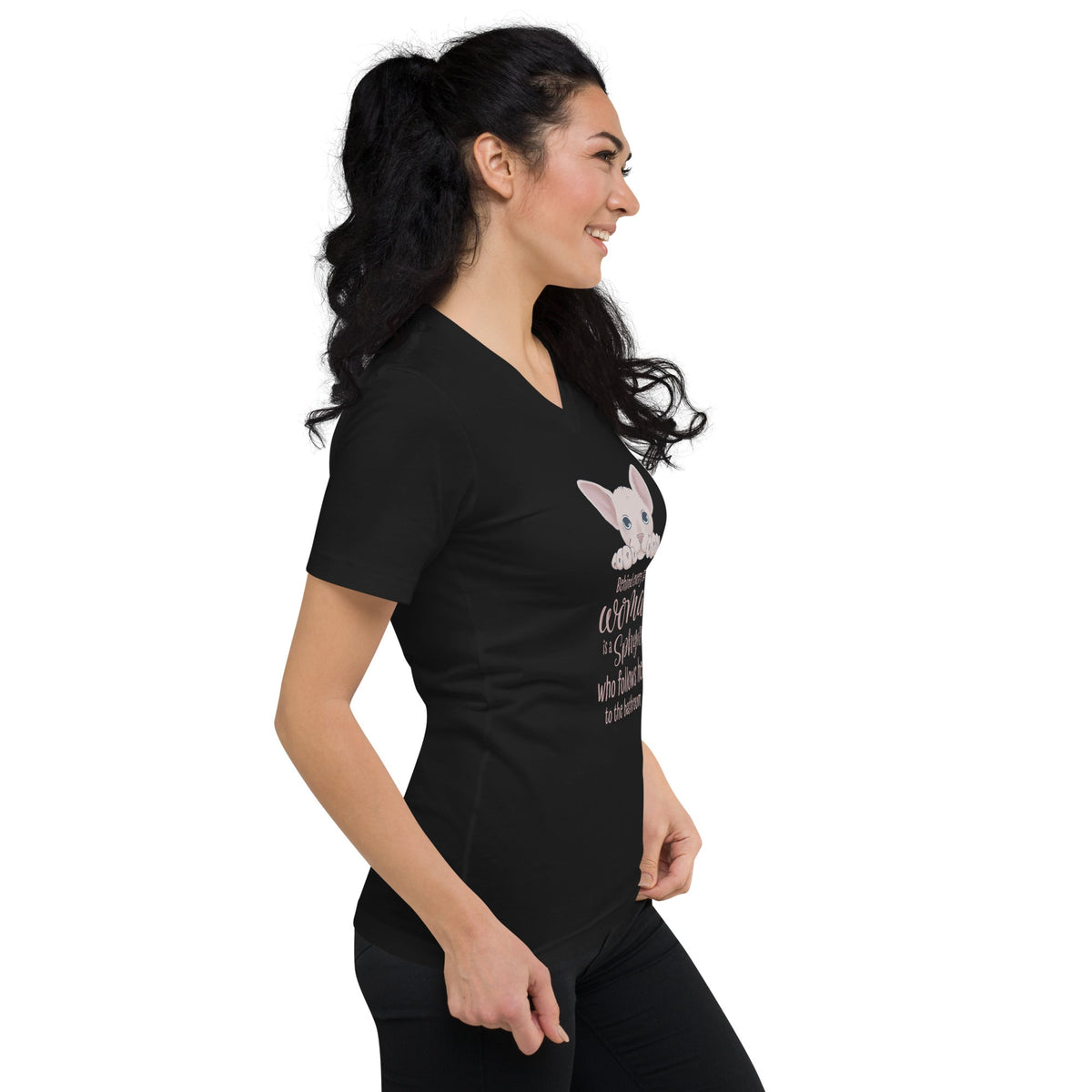 "BEHIND EVERY WOMAN"... SPHYNX V-NECK TEE