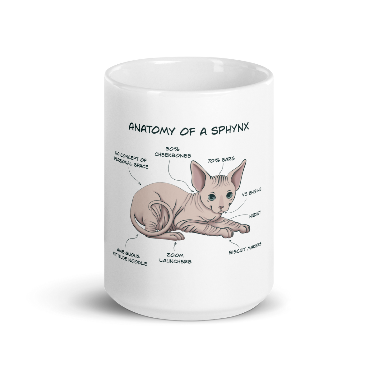 "ANATOMY OF A SPHYNX CAT" COFFEE MUG
